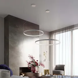Sollux Lighting Hängelampe Pendelleuchte Wohnzimmerleuchte weiß LED Ring Designleuchte L 55 cm