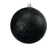 Europalms Dekokugel 10cm, schwarz, glitzer 4x