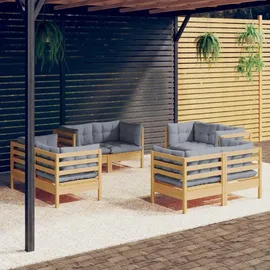 vidaXL Garten-Lounge-Set 8-tlg. grau Kiefernholz