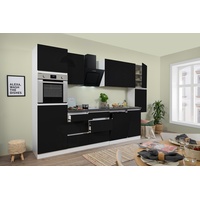 Küche Küchenzeile Küchenblock grifflos Weiß Schwarz Lorena 330 cm Respekta