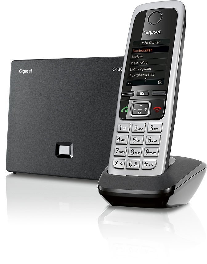Gigaset C430A IP Hybrid-Dect-Schnurlostelefonmit Anrufbeantworter, analog und VoIP (ALL-IP), schwarz