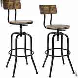 Costway Set aus 2 drehbaren Barhockern mit einer Sitzhöhe von 69–76 cm, höhenverstellbar und mit abnehmbarer Rückenlehne