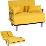 Mendler Schlafsessel HWC-K29, Klappsessel Schlafsofa Gästebett Relaxsessel, Liegefläche 186x97cm Stoff (270g/m¬≤) - gelb