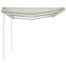 vidaXL Automatisch Gelenkarmmarkise 600 x 300 cm cremeweiß inkl. Pfosten 3070007