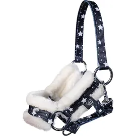 hkm kids Halfterset Hobby Horsing Spielzeughalfter Navy mit Sternenmuster