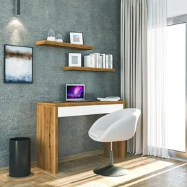 Svita Schreibtisch Angular Eiche / Weiß