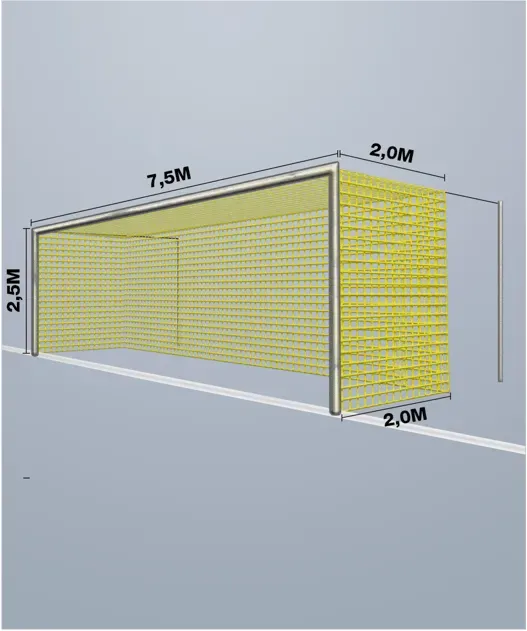 Cawila Tornetz 7,50x2,50m | Tiefe 2,0x2,0m | Maschenweite 12cm | Stärke 4mm | gelb