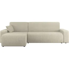 Mirjan24 Ecksofa Creme, Textil, 5-Sitzer, L-Form 244x145 cm, Wohnzimmer, Sofas - Couches, Wohnlandschaften, Ecksofas