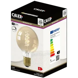 Calex LED Lampe E27, G80 3.8W LED-Filament Flex 821 Gold, dimm