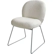 DeLife Esszimmerstuhl Nube-Flex Bouclé Weiß Kufengestell Edelstahl Taschenfederkern, Esszimmerstühle