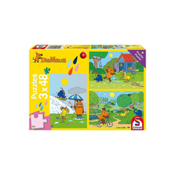 Schmidt Spiele Puzzle Kinderpuzzleset 3 x 48 Teile Die Maus, Viel Spaß, Puzzleteile