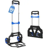 Sekey Alu Sackkarre Klappbar & Leichte Transportkarre 80 kg Tragkraft, 3-Stufig Höhenverstellbar & In Sekunden Faltbar, Klappkarre mit TPR-Rädern & Ergonomischem Griff