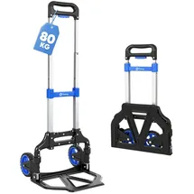 Sekey Alu Sackkarre Klappbar & Leichte Transportkarre 80 kg Tragkraft, 3-Stufig Höhenverstellbar & In Sekunden Faltbar, Klappkarre mit TPR-Rädern & Ergonomischem Griff