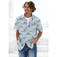 Beachtime Hawaiihemd »Regular fit«, Kurzarm, Freizeithemd mit Palmenprint, reine Baumwolle, Gr. XXL (45/46) N-Gr, blau-bedruckt, , 67525506-XXL N-Gr