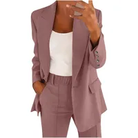 Personalisierte Geschenke Hosenanzug Damen Elegant Festlich Blazer Zweiteiliges Hosenanzüge mit Knöpfen Business 2 Teiler Einfarbig Anzug Set Hohe Taille Anzughose Büro Freizeitanzug Große Sakko - XL