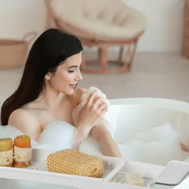 Relaxdays Badewannenablage Kunststoff Weiß