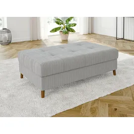 s-style möbel Hocker, Wohnzimmer, Fußhocker 118 x 73 x 40 cm, 2 Sitzer Sofahocker Kratzfest Massivholzfüße Braun Cord Stoff Milo Hellgrau,