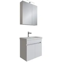 Planetmöbel Badmöbel Set - Waschtisch mit Spiegelschrank 60 cm