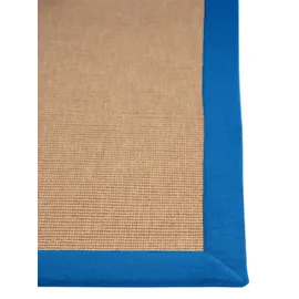 carpetfine Sisalteppich CARPETFINE "Sisal , auch als Läufer erhältlich", blau, B:60cm H:5mm L:180cm, Sisal, Teppiche, Sisalteppich, mit farbiger Bordüre, Anti Rutsch Rückseite, viele Größen, Wohnzimmer