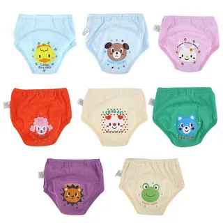 8 Stücke Baby Töpfchen Unterwäsche Trainingshose für Kleinkinder Kleinkinder Mädchen Cartoon Nette Wasserdichte Windeln 4 Schichten(90)