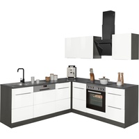 Kochstation Winkelküche »KS-Brindisi«, mit E-Geräten, Stellbreite 220/220 cm weiß