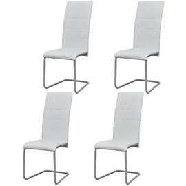 vidaXL Freischwinger Kunstleder weiß 4er Set