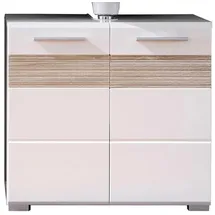 WELLTIME Waschbeckenunterschrank "Marbella", weiß hochglanz, eichefarben sägerau hell, weiß matt, B:60cm H:56cm T:34cm, Schränke, Waschbeckenunterschrank, zur Wandmontage - (B/T/H) 60/34/56 cm