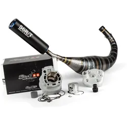 Motorpack Zylinder + Auspuff 77cc Stage6 BigRacing Minarelli AM6 blau