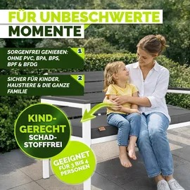 tillvex Gartenbank 3-4 Sitzer 300 x 60 x 91 cm Weiß