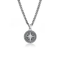 KUZZOI Halskette Herren Panzerkette Kompass 925 Silber schwarz 60