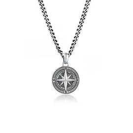 KUZZOI Halskette Herren Panzerkette Kompass 925 Silber schwarz 60