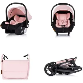 Chipolino Kinderwagen 3 in 1 Amore Babyschale Adapter Wickeltasche Fußabdeckung pink