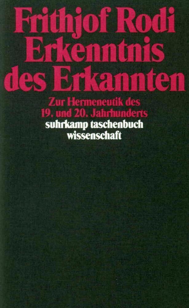 Erkenntnis Des Erkannten - Frithjof Rodi  Taschenbuch