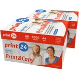 print24 Druckerpapier Kopierpapier 10000 Blatt (20x500) DIN A4 80g Hochweiß CIE 160 Testsieger PEFC Umweltzertifikat