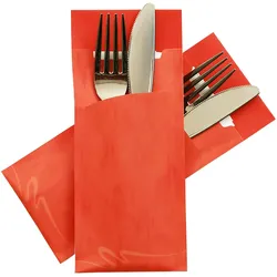 520x Pochetto Bestecktaschen 200x85mm orange marmor inkl. Serviette