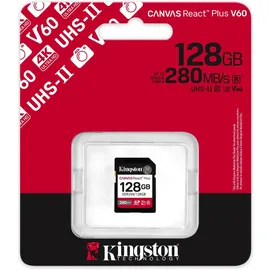 Kingston Canvas React Plus V60 128GB SDXC Speicherkarte 4K-UHS-II