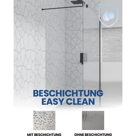 bad land SET Walk-In Dusche KETIL Schwarz 140x195 Transparentes Glas + Glaswischer