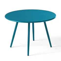 Oviala Business 2er-Set runder Couchtisch aus pazifikblauem Stahl