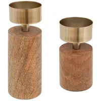 Atmosphera Kerzenständer-Set onesize Holz Braun