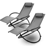 LACESTONE Relax Liege Liegestuhl Gartenliege Sonnenliege Klappsessel Relaxliege Schaukelliege Klappbar 2x Relaxliege, Anthrazit)