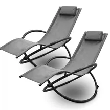 LACESTONE Relax Liege Liegestuhl Gartenliege Sonnenliege Klappsessel Relaxliege Schaukelliege Klappbar 2x Relaxliege, Anthrazit)