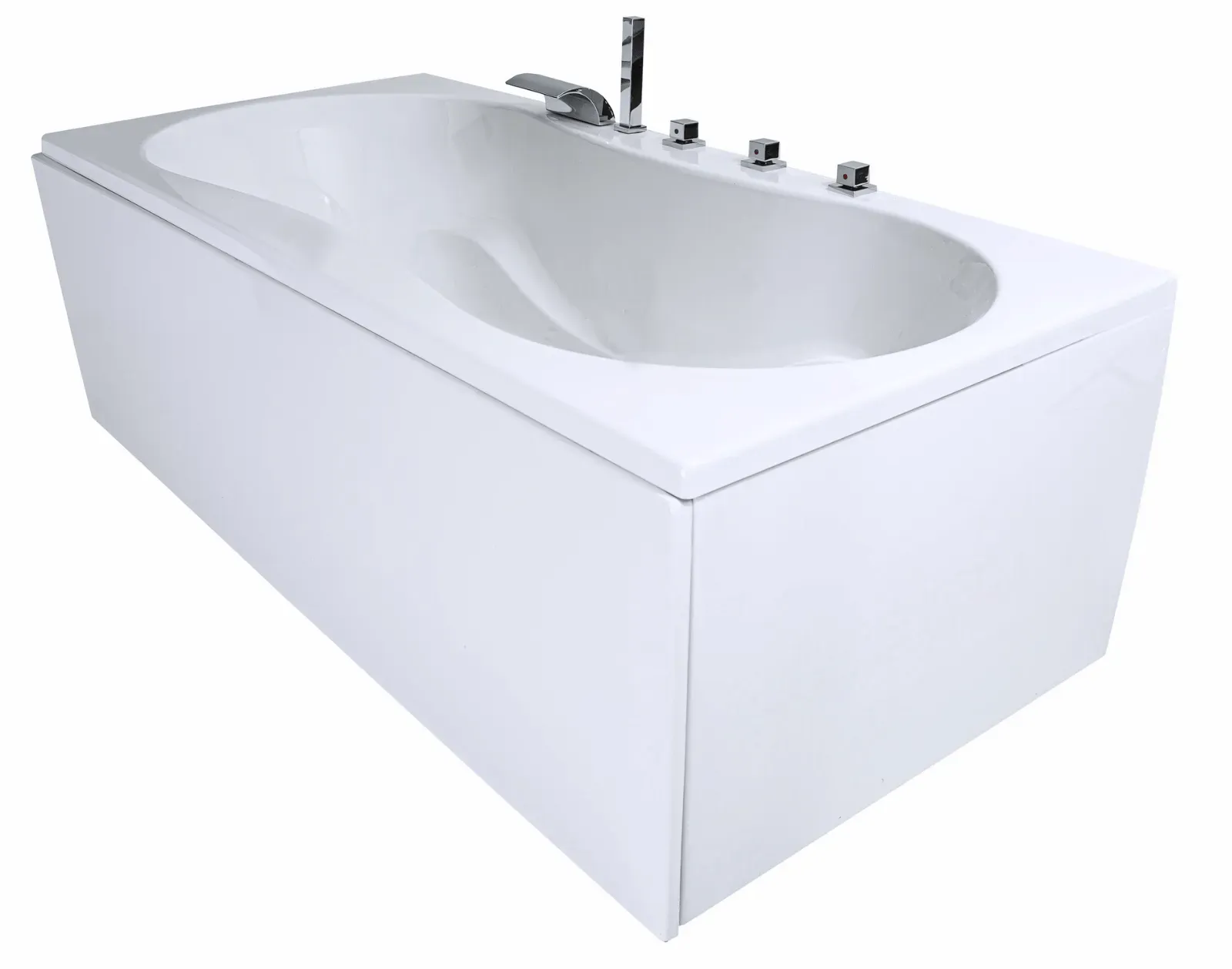Badewanne 190x90 cm mit Füßen, freistehend / Einbau, für 2 Personen, glasfaserverstärktes Sanitäracryl, Caribia TRENTO Badewanne, Made in Germany