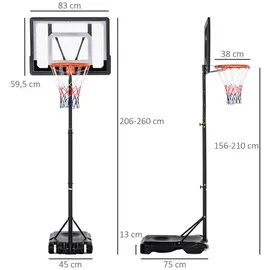 Homcom Basketballständer schwarz, Stahl/PVC/Kunststoff