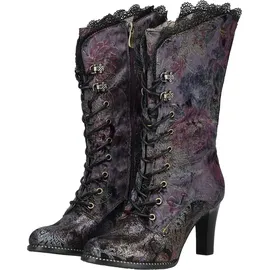 LAURA VITA Damen Stiefel florales Muster Spitze und Metallic Glanz Alcbaneo 351, Größe:40 EU, Farbe:Violett - Violett - 40