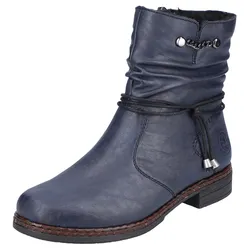 Winterstiefelette RIEKER, Damen, Gr. 39, blau, Lederimitat, elegant, Schuhe, mit gerafftem Schaft