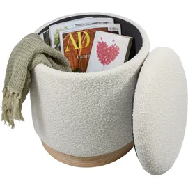 Tectake tectake® 2er Set Sitzhocker mit Stauraum, rund, gepolstert, mit Bouclé-Bezug