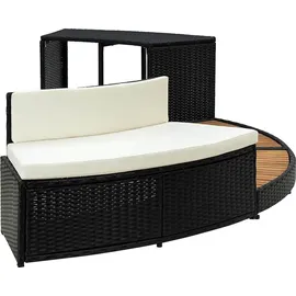 vidaXL Whirlpool-Umrandung Schwarz Poly Rattan und Akazienholz