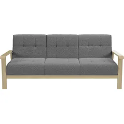 3-Sitzer SIT & MORE "Billund", grau (gray), B:199cm H:88cm T:106cm, 100% Polyester, Sofas, Armlehnen aus Buchenholz in natur, verschiedene Bezüge und Farben
