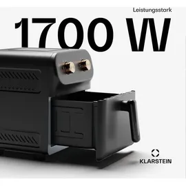 Klarstein AeroCrisp 6 Heißluftfritteuse 1700 W, Heißluftfritteuse, 80–200 °C, Zirkulierende Heißluft, CoolTouch-Gehäuse, Drehknöpfe, Schwarz