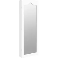 vidaXL Schmuckschrank mit Spiegel Wandmontage Weiß 37,5x10x106 cm
